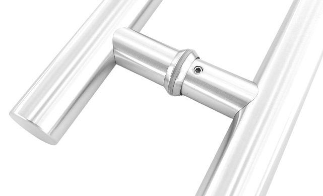Ручка для стеклянной двери рейлинг двухсторонняя для стекла 8-12 мм, 32х625х800 мм, шлифованная t633-800 SSS 2
