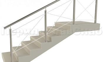 Ограждения из нержавейки. Заполнение из тросиков (нестандартная конфигурация) для крыльца в Екатеринбурге. Готовые проекты ПерилаГлавСнаб