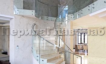 Стеклянные ограждения винтовой лестницы и баллюстрады в Екатеринбурге. Готовые проекты ПерилаГлавСнаб