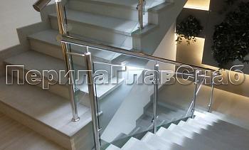 Нержавеющие перила и ограждения со стеклом и подсветкой в Екатеринбурге. Готовые проекты ПерилаГлавСнаб