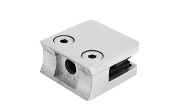 Стеклодержатель литой квадратный с вставками под стекло 8-10 мм (4+4 мм), на стойку Ø38.1 мм, 41х22х42, полированный, (AISI 304) k004-10 купить в Екатеринбурге