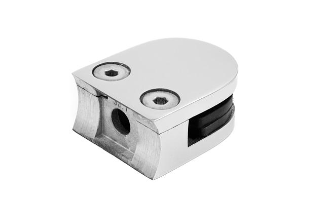 Стеклодержатель литой под стекло 8 мм (4+4 мм), под стойку Ø38.1 мм, (40х22х49), полированный AISI 316 k001-5 Стеклодержатель литой под стекло 8 мм (4+4 мм), под стойку Ø38.1 мм, (40х22х49), полированный AISI 316 k001-5