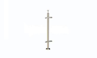 Стойка круглая  Ø38.1: 2 пластинчатых стеклодержателя, полированная, высота 950 мм (AISI 304) k729 купить в Екатеринбурге