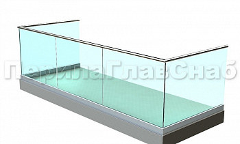 Ограждение на несущем стекле на алюминиевом профиле для балкона в Екатеринбурге. Готовые проекты ПерилаГлавСнаб