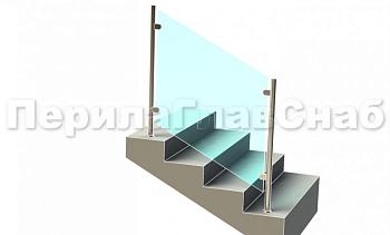 Ограждения лестницы без поручня с зажимными стеклодержателями и стойками в Екатеринбурге. Готовые проекты ПерилаГлавСнаб