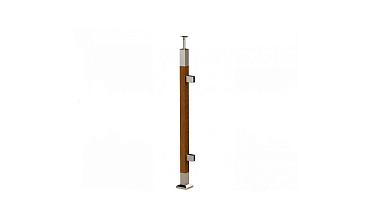 Готовая стойка 40х40х950 мм, деревянная, со вставками из нержавеющей стали 2х100 мм с 2 зажимными стеклодержателями k740-4-R купить в Екатеринбурге