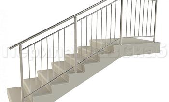 Нержавеющие ограждения для школ и детских садов с вертикальным заполнением “Частокол” - вариант №1 для крыльца в Екатеринбурге. Готовые проекты ПерилаГлавСнаб