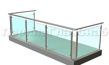 Ограждение из нержавеющей стали со стеклами для балкона в Екатеринбурге. Готовые проекты ПерилаГлавСнаб