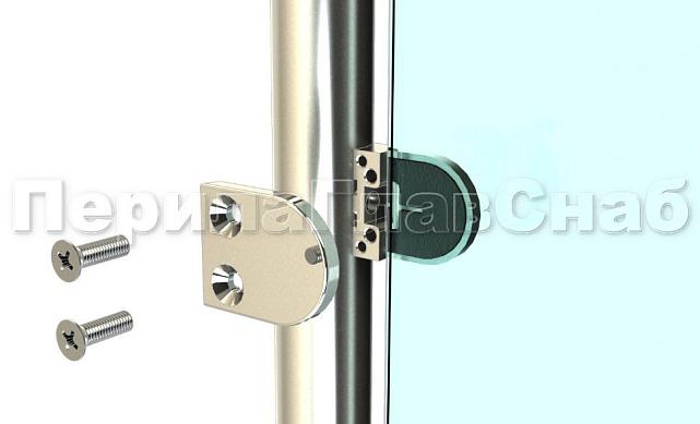 Стойка круглая Ø38.1: 2 штамп. зажимных стеклодержателя, полированная, высота 950 мм (AISI 201) k726-L 2