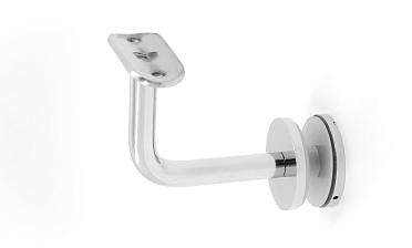 Держатель поручня Ø50.8 мм, на стекло 10-17 мм, Ø43х5 мм, вынос 60х70, нержавеющая сталь, полированная (AISI 304) k008-3 купить в Екатеринбурге