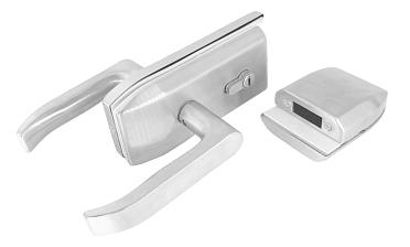 Замок с нажимной ручкой и притвором, евроцилиндр односторонний ключ/защелка, с ответной частью на стекло, шлифованный t155-3 SSS  купить в Екатеринбурге