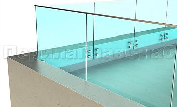 Ограждение на несущем стекле с торцевым креплением для крыш в Екатеринбурге. Готовые проекты ПерилаГлавСнаб