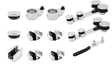 Комплект раздвижной системы для стеклянных дверей, AISI 304, полированный t406 купить в Екатеринбурге