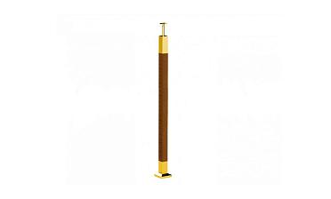 Готовая стойка 40х40х950 мм, деревянная нелакированная, со вставками из нержавеющей стали под золото 2х100 мм k740-G купить в Екатеринбурге