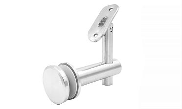 Выносной держатель поручня на стекло 8-20 мм, регулируемый, с ложементом, шлифованный, AISI 304, уценка Фk241-У купить в Екатеринбурге