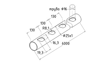 Труба AISI 304 25х1х6000, с перфорацией под  Ø16, 30°, GRIT 600 837-3 купить в Екатеринбурге Труба AISI 304 25х1х6000, с перфорацией под  Ø16, 30°, GRIT 600 837-3 купить в Екатеринбурге
