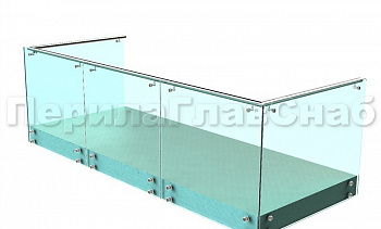 Ограждения на несущем стекле с торцевым креплением для балкона в Екатеринбурге. Готовые проекты ПерилаГлавСнаб