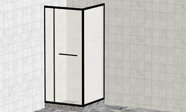 Комплект душевой с внутренней подвижной дверью,толщина стекла 8мм, 900х900х2000, AUSI 304, черная t470 Bl купить в Екатеринбурге