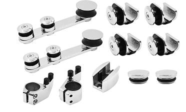 Комплект раздвижной системы для стеклянных дверей, AISI 304, полированный t405 купить в Екатеринбурге