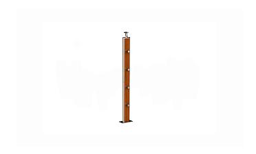 Дизайнерская плоская комбинированная стойка в сборе из шлифованной нержавеющей стали и древесины дуба с четырьмя ригеледержателями k742-2 купить в Екатеринбурге