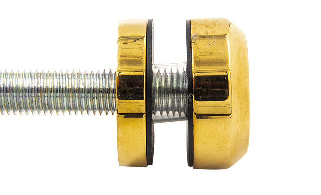 Комплект торцевого крепления несущего стекла, гайка-шайба Ø50х10х18 мм с внутренней резьбой М16, полированный, под золото (AISI 201) Фk277-88 2