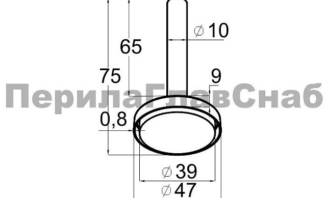 Наконечник палец (солдатик) на стойку Ø42.4х1.5 мм, без ложемента, удлиненный, с декоративной крышкой, полированный (сталь 3/AISI 304) k535-2 2