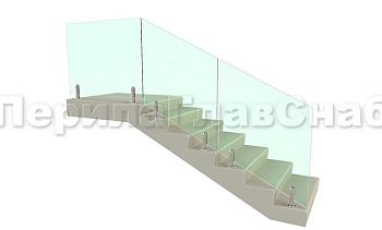 Цельностеклянное лестничное ограждение на министойках из нержавеющей стали для крыльца в Екатеринбурге. Готовые проекты ПерилаГлавСнаб