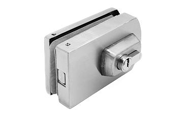 Замок для стеклянной двери вертикальный с ответной частью на стену и пол, шлифованный, вырез 15 t135 SSS купить в Екатеринбурге