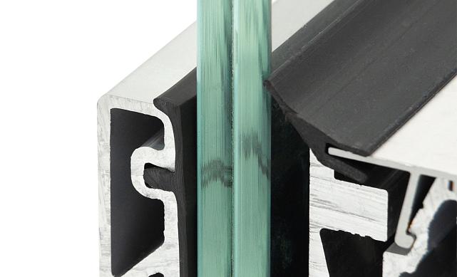 Комплект профиля зажимного для стекла 12мм и 6+6,с отверстиями, АНОД. алюминий 100х60мм, т100-1-12 6