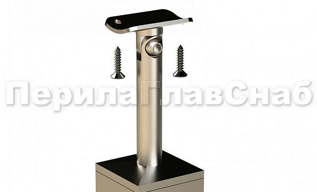 Готовая стойка 40х40х950 мм, деревянная, со вставками из нержавеющей стали 2х100 мм с 4 зажимными стеклодержателями k740-3 5