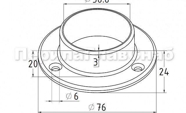 Фланец для трубы Ø38.1 мм, литой, полированный (AISI 304) k033 2 Фланец для трубы Ø38.1 мм, литой, полированный (AISI 304) k033 2