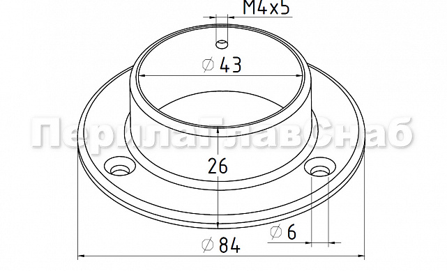 Фланец для трубы Ø42.4 мм, литой, полированный, (AISI 304) k338 3 Фланец для трубы Ø42.4 мм, литой, полированный, (AISI 304) k338 3