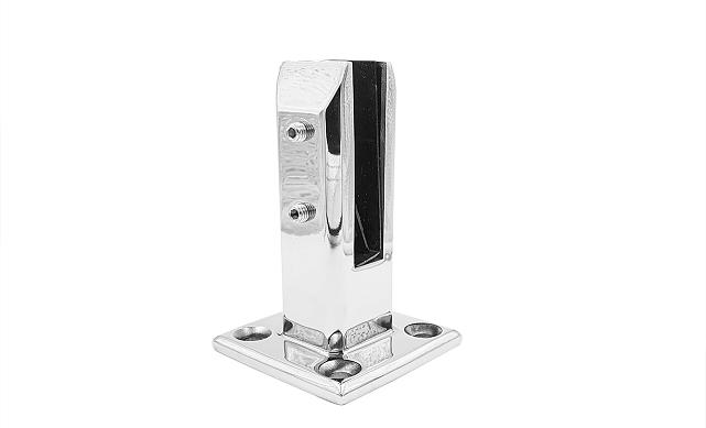 Стеклодержатель напольный 50х50х160 мм, литой, плоский, без сверления, нержавеющая сталь AISI 304, полированная k275-3 5