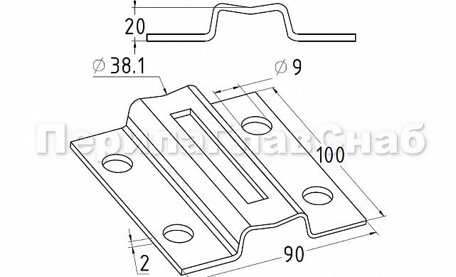 Боковой крепеж пластина под Ø38.1 мм, h=20 мм, t=3 мм, Prima k056-5 2 Боковой крепеж пластина под Ø38.1 мм, h=20 мм, t=3 мм, Prima k056-5 2
