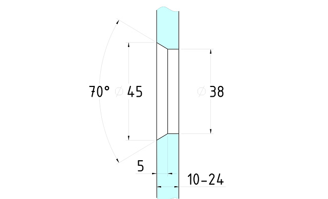 Стеклодержатель (рутель) с зенковкой AISI304 k364 2 Стеклодержатель (рутель) с зенковкой AISI304 k364 2