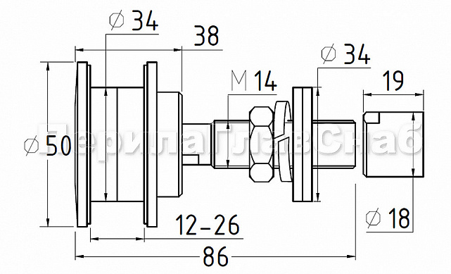 Стеклодержатель (рутель) под стекло от 16 до 24 мм, полированный (AISI 316) k274 2 Стеклодержатель (рутель) под стекло от 16 до 24 мм, полированный (AISI 316) k274 2