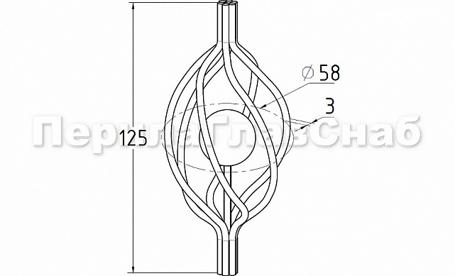 Декоративная вставка (корзинка) для стойки Ø25 мм с серебряным шаром k388-3 3