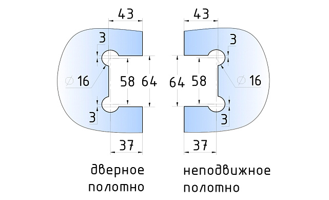 Петля для душевой кабины стекло-стекло 180° 90х55 мм, полированная t303 PSS 5