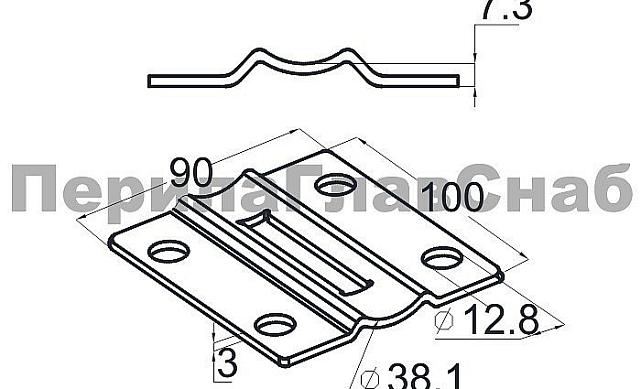 Боковой крепеж стойки под Ø38.1 мм, полированный (AISI 304) k056-4 2 Боковой крепеж стойки под Ø38.1 мм, полированный (AISI 304) k056-4 2