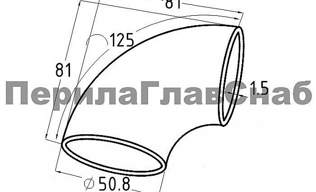 Отвод поручня под сварку Ø50.8х1.5 мм, полированный, (AISI 316) k021-5 2 Отвод поручня под сварку Ø50.8х1.5 мм, полированный, (AISI 316) k021-5 2