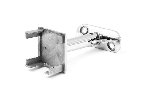 Наконечник палец на стойку из профильной трубы 40х40 мм, с регулируемым ложементом под поручень Ø50.8 мм, полированный, литой, облегченный нержавеющий AISI 304 k239-3 4 Наконечник палец на стойку из профильной трубы 40х40 мм, с регулируемым ложементом под поручень Ø50.8 мм, полированный, литой, облегченный нержавеющий AISI 304 k239-3 4