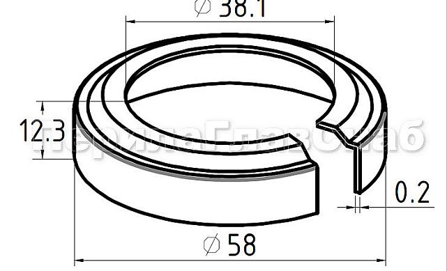Низ стойки Ø38.1 мм, 60х12.3х0.2 мм, полированный (AISI 410) #200 k015-410 2