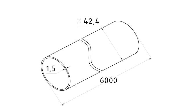 Труба круглая нержавеющая Ø42.4х1.5x6000 мм, полировка 600GRIT, (AISI 201) k845-2 2