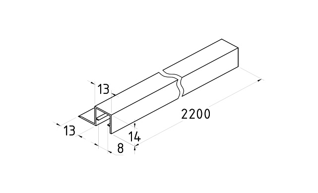Уплотнитель для стекла в душевую кабину 8 мм, стекло-стекло 2200 мм t202 2