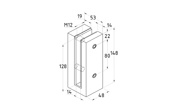 Торцевой стеклодержатель для стекла 12 мм, полированный AISI 304 k178 3 Торцевой стеклодержатель для стекла 12 мм, полированный AISI 304 k178 3