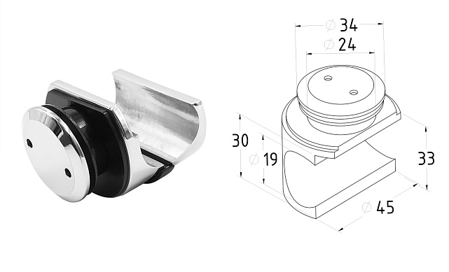 Комплект раздвижной системы для стеклянных дверей, AISI 304, полированный t406 5 Комплект раздвижной системы для стеклянных дверей, AISI 304, полированный t406 5