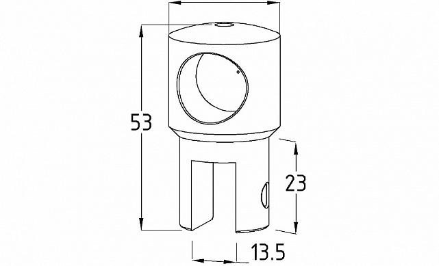 Крепежный элемент труба-стекло, глухой, для трубы 19 мм, цинк-хром полированный t913 PZn 4
