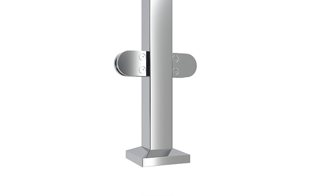 Стойка квадратная 40х40: 4 литых стеклодержателя, полированная, высота 950 мм (AISI 304) k746 4