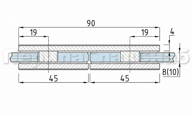 Коннектор для душевой кабины стекло-стекло 180° 45х45 мм латунь-хром, полированный 64 t724 PC 3