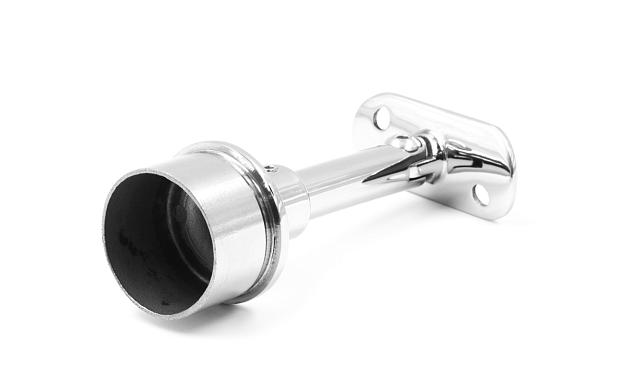 Наконечник регулируемый по высоте на стойку Ø38.1х1.5 мм, с регулируемым ложементом под поручень Ø50.8, литой, полированный, нержавеющий (AISI 304) k317 4